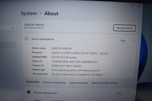 HP Elitebook 850 G6 15.6" i5 8th Gen RAM16GB SSD512GB Laptop SKU11626 - Image 11