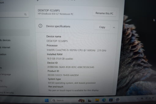 HP Elitebook 830 G7 13.3" i5 10th Gen RAM 16GB SSD 512GB Laptop SKU11636 - Image 11