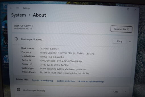 HP Elitebook 840 G6 14" i5 8th Gen RAM 16GB SSD 512GB Laptop 11649 - Image 11