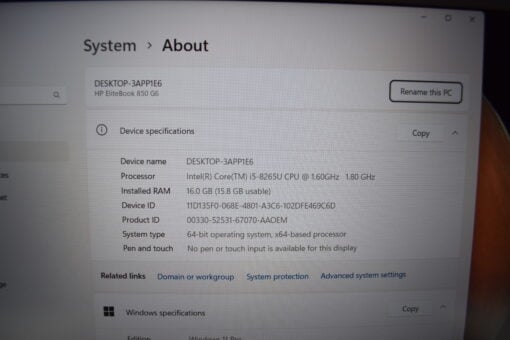 HP Elitebook 850 G6 15.6" i5 8th Gen RAM16GB SSD512GB Laptop SKU11619 - Image 11