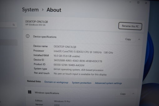 HP Elitebook 850 G6 15.6" i5 8th Gen SSD 512GB RAM 16GB Laptop SKU11621 - Image 17