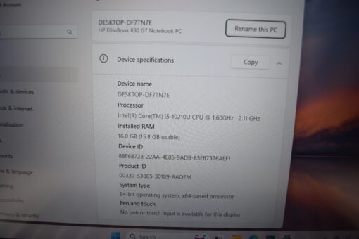 HP Elitebook 830 G7 13.3" i5 10th Gen RAM 16GB SSD 512GB Laptop SKU11632 - Image 11