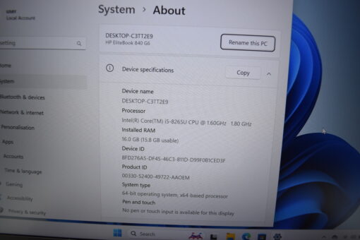 HP Elitebook 840 G6 14" i5 8th Gen RAM 16GB SSD 512GB Laptop SKU11650 - Image 11