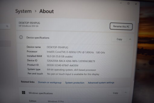 HP Elitebook 850 G5 15.6" i5 8th Gen SSD 512GB RAM 16GB Laptop SKU11614 - Image 15