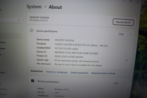 HP Elitebook 850 G5 15.6" i5 8th Gen SSD 512GB RAM 16GB Laptop SKU11615 - Image 13