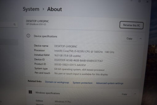 HP Elitebook 850 G5 15.6" i5 8th Gen SSD 512GB RAM 16GB Laptop SKU11613 - Image 11