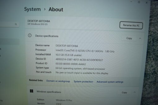 HP Elitebook 850 G5 15.6" i5 8th Gen SSD 512GB RAM 16GB Laptop SKU11622 - Image 17
