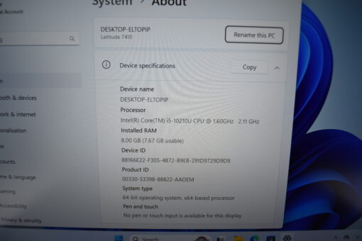 DELL Latitude 7410 14" i5 10th Gen 512GB SSD 8GB RAM Laptop SKU11671 - Image 13