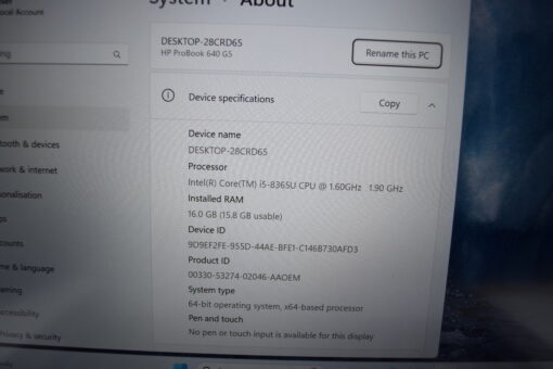 HP Probook 640 G5 14" i5 8th gen RAM 16GB SSD 512GB Laptop SKU11676 - Image 11