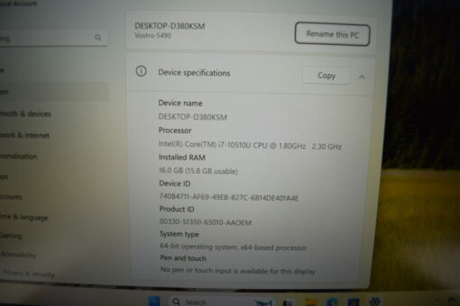 Dell Vostro 5490 14'' i7 10th gen 512 GB SSD 16 GB RAM NVIDIA Laptop SKU11688 - Image 11