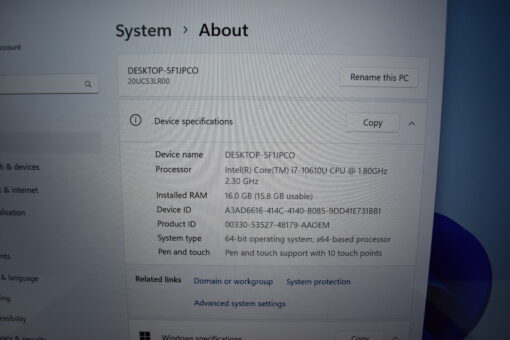 Lenovo ThinkPad X1 Yoga 5th gen 14" i7 10th gen RAM 16GB SSD 512GB Touch SKU11695 - Image 11