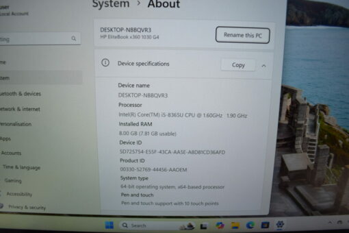 HP Elitebook 1030 x360 Touch G4 i5 8th SSD 512GB RAM 8GB Laptop SKU11757 - Image 11