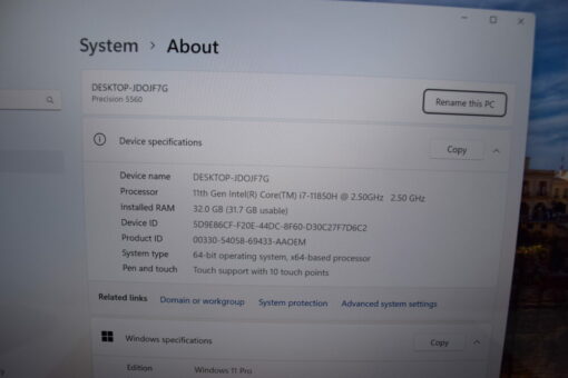 Dell Precision 5560 15.6" Touch  i7-11th gen SSD 512GB RAM 32GB NVIDIA SKU11763 - Image 11