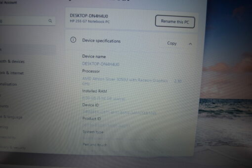 HP 255 G7 15.6" AMD Athlon SSD 256GB RAM 8GB Laptop SKU11738 - Image 15