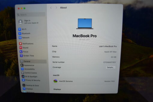 Apple MacBook Pro M1 Max 16" 10 CORES CPU / 24 CORES A2485 2021 SSD 512GB RAM 32GB GPU Laptop SKU11743 - Image 13