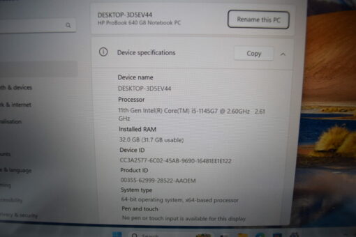 HP Probook 640 G8 14" i5 11th gen RAM 32GB SSD 512GB Laptop SKU11824 - Image 11