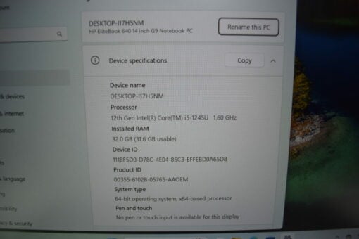 HP EliteBook 640 G9 14" i5 12th gen RAM 32GB SSD 512GB Laptop SKU11828 - Image 11