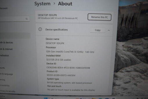 HP EliteBook 640 G9 14" i5 12th gen RAM 32GB SSD 512GB Laptop SKU11784 - Image 12