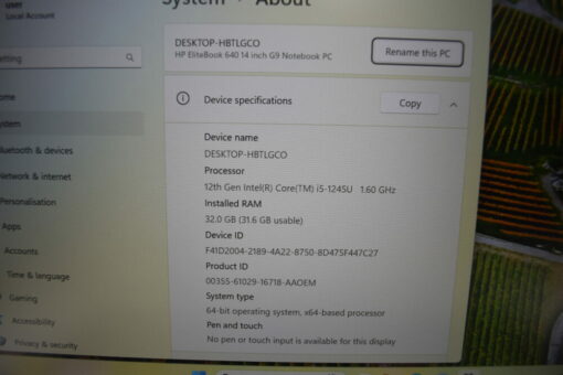 HP EliteBook 640 G9 14" i5 12th gen RAM 32GB SSD 512GB Laptop SKU11829 - Image 13