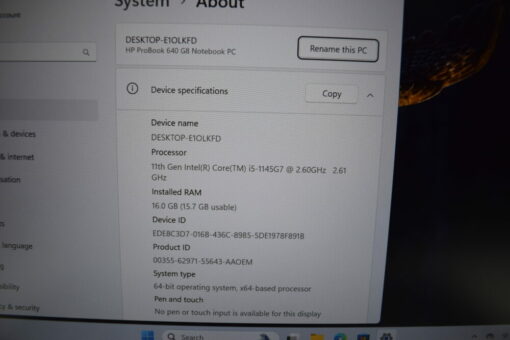 HP Probook 640 G8 14" i5 11th gen RAM 8GB SSD 256GB warranty laptop SKU11781 - Image 11