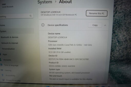 HP EliteBook 640 G9 14" i5 12th gen RAM 32GB SSD 1TB warranty laptop SKU11845 - Image 11