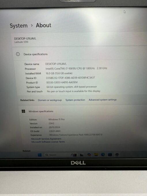 Dell Latitude 5510 15.6" i7 10th gen SSD 512GB RAM 16GB laptop SKU11887 - Image 11