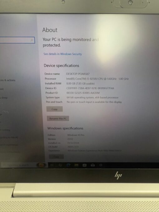 HP Elitebook 850 G5 15.6" i5 8th Gen SSD 256GB RAM 8GB Laptop GRADE A- SKU 11910 - Image 12