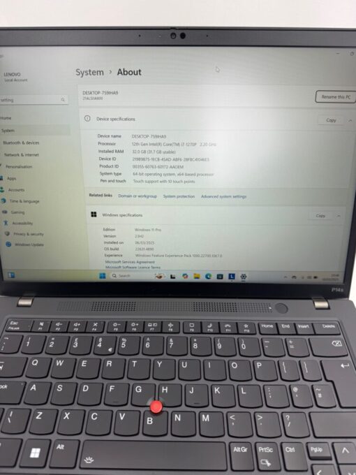 Lenovo ThinkPad 14" P14s Gen 3 i7 12th gen RAM 32GB SSD 512GB Touch SKU11997 - Image 10