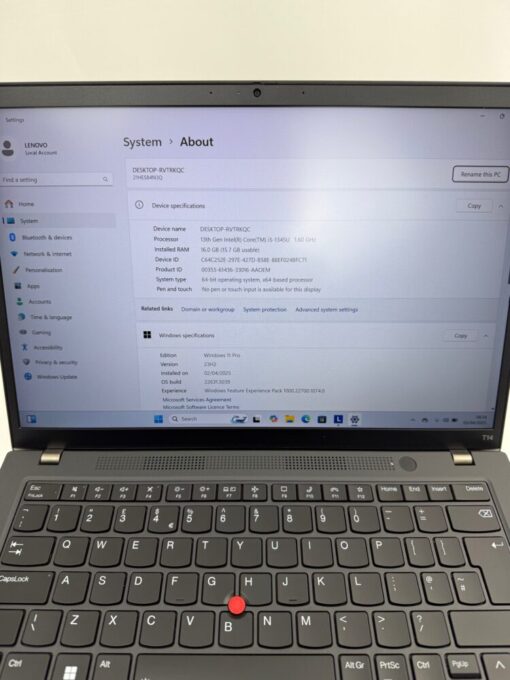 Lenovo ThinkPad T14 Gen4 14" i5 13th gen SSD 512GB RAM 16GB warranty Grade A- Laptop SKU12009 - Image 10