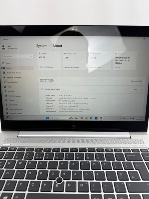 HP Elitebook 840 G6 14" TOUCH i5 8th Gen RAM 16GB SSD 512GB Radeon Grade A- Laptop SKU12043 - Image 10