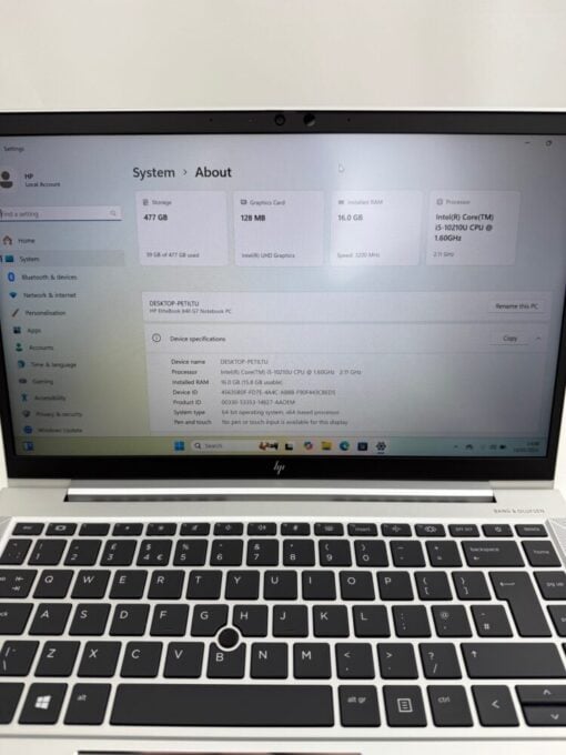 HP Elitebook 840 G7 14" i5 10th Gen SSD 512GB RAM 16GB Laptop SKU12065 - Image 10