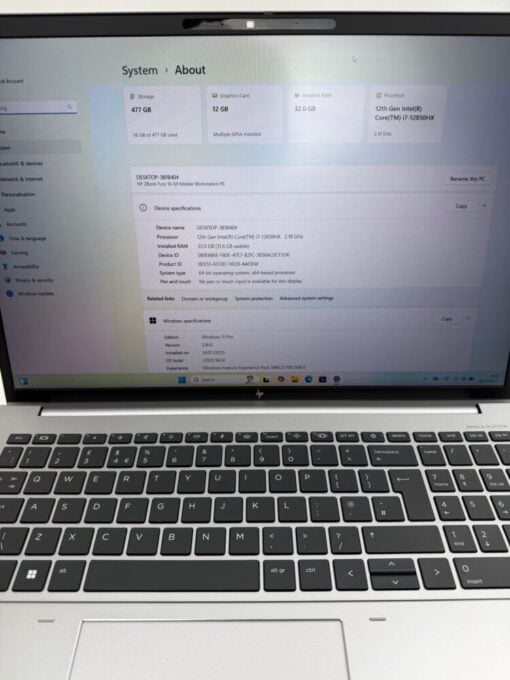 HP Zbook Fury G9 16" i7 12th SSD 512GB RAM 32GB NVIDIA RTX A3000 GRADE A SKU120890 - Image 10