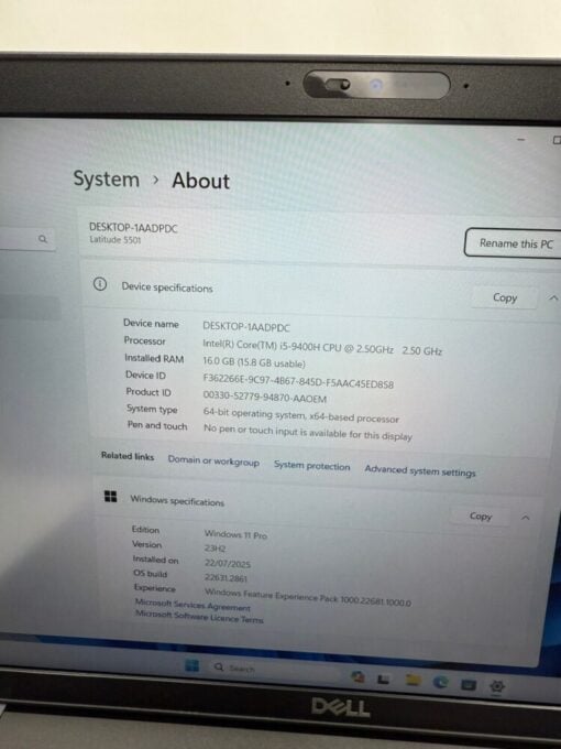 Dell Latitude 5501 15.6" i5 9th gen SSD 256GB RAM 16GB Laptop SKU12099 - Image 13