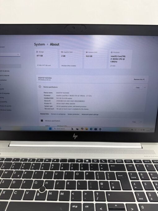 HP Elitebook 850 G5 15.6" i7 8th Gen SSD 512GB RAM16GB AMD Radeon Grade A- 13019 - Image 10