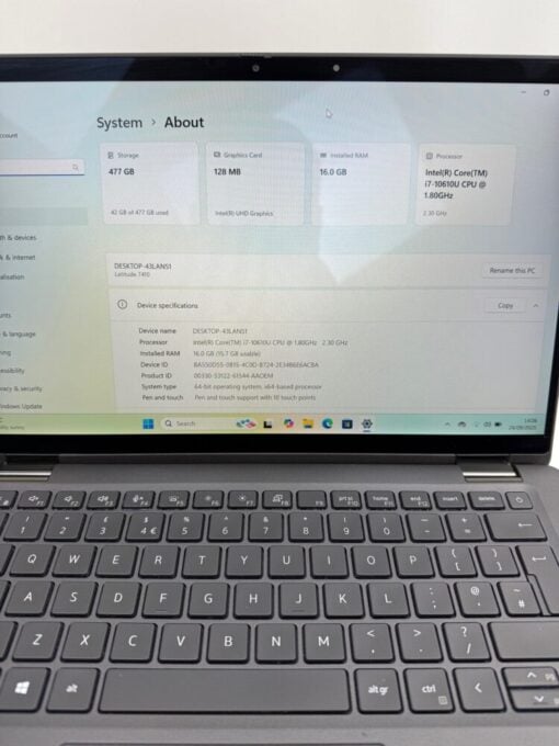 Dell Latitude 7410 2in1 Touch 14'' i7 10th gen RAM 16GB SSD 512GB Laptop SKU13026 - Image 10