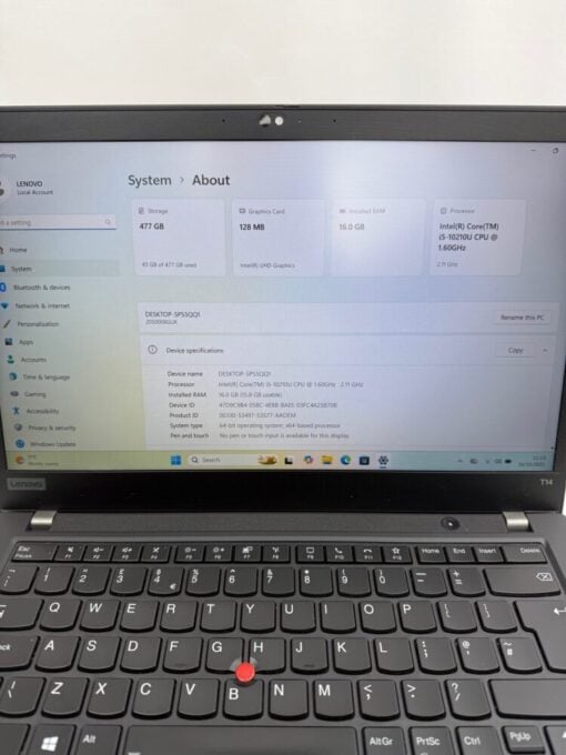 Lenovo ThinkPad T14 Gen1 14" i5 10th gen SSD 512GB RAM 16GB Bussiness Laptop Windows 11 13053 - Image 10
