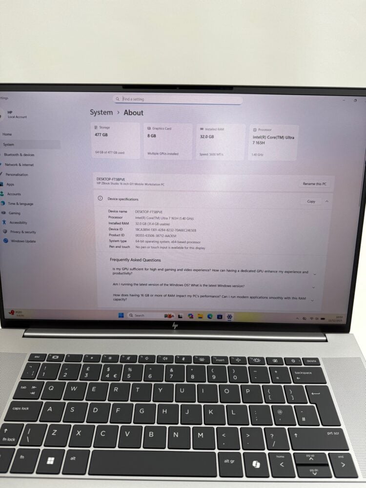 HP Zbook 16 Studio G11 16" ULTRA 7 SSD 512GB RAM 32GB RTX 3000 ADA WORKSTATION WARRANTY - Image 3